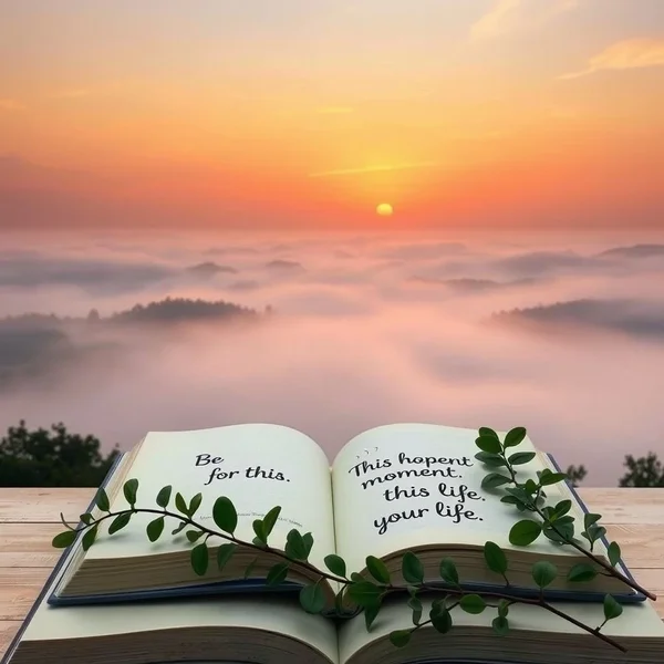Hình ảnh thanh bình minh họa câu trích dẫn "Be happy for this moment. This moment is your life."