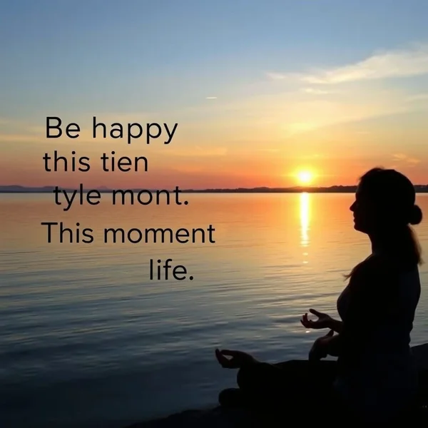 Uma imagem serena ilustrando a citação "Be happy for this moment. This moment is your life."