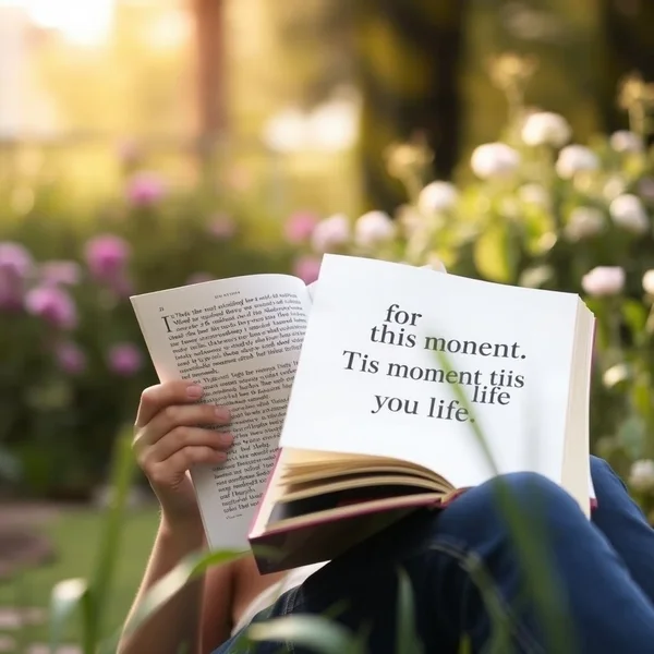 Una imagen serena que ilustra la cita "Be happy for this moment. This moment is your life."