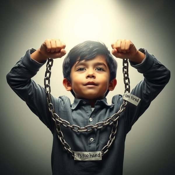 Một sinh viên quyết tâm vượt qua những thử thách với dòng chữ "Be stronger than your excuses." vẫn được giữ nguyên bản tiếng Anh được in đè lên trên.