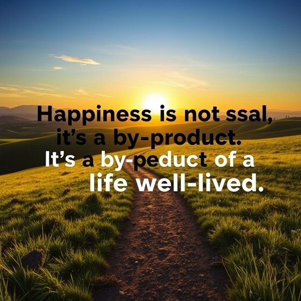 Image showing a serene path with the text "Happiness is not a goal...it's a by-product of a life well-lived." overlayed