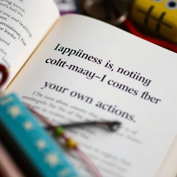 Concepto de felicidad proactiva vinculado a la cita 'Happiness is not something ready-made. It comes from your own actions.'