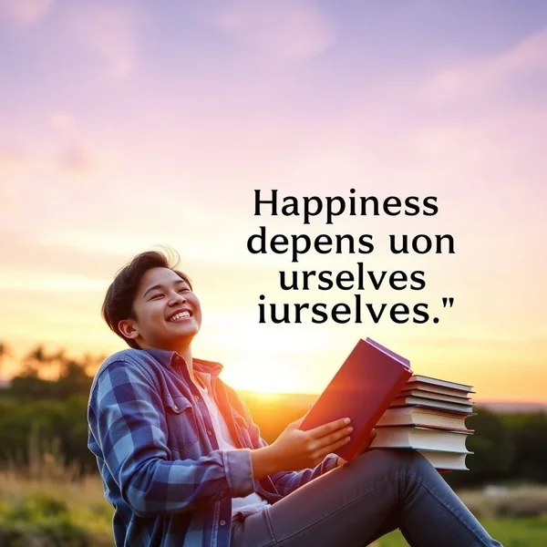 Unlock English learning with the quote "Happiness depends upon ourselves"