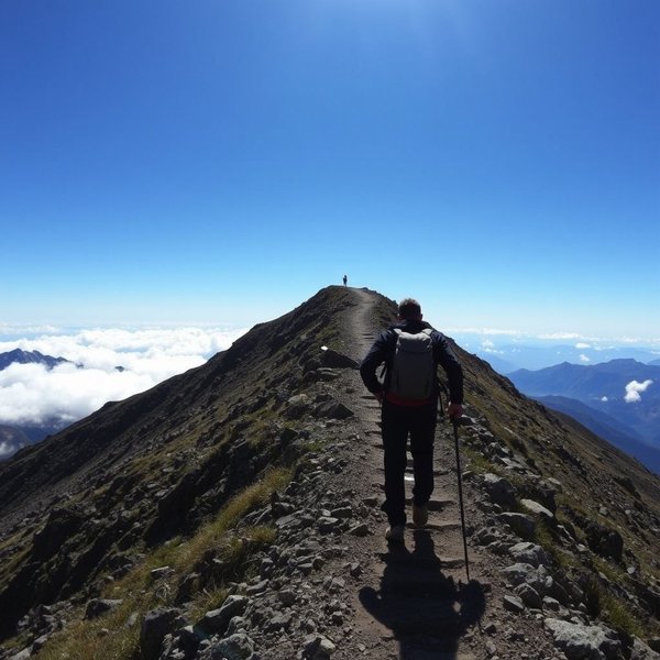 Illustration of a path less traveled leading to success, symbolizing 'Go the extra mile. It's never crowded there.'