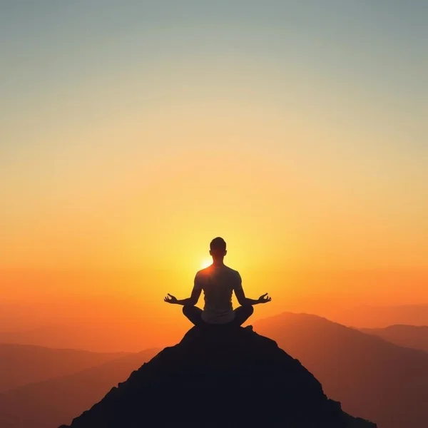 Illustration conveying that "Happiness is an inside job" by showing a person peacefully meditating