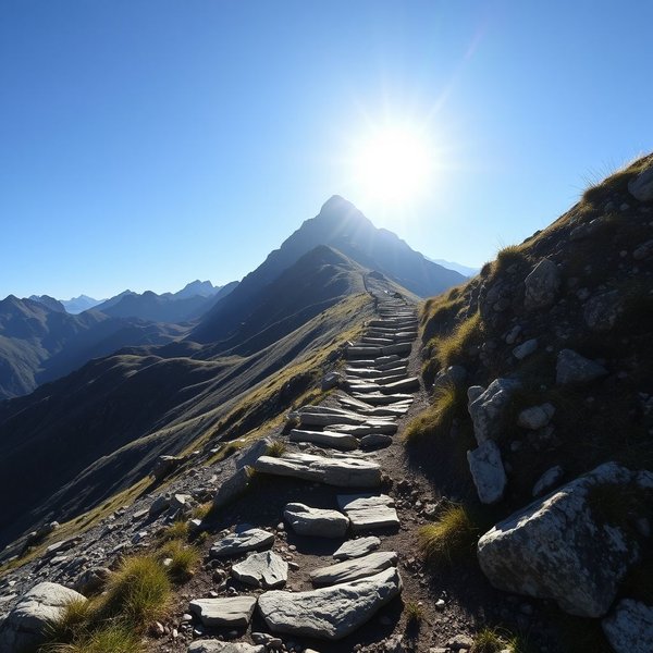 Image: A winding path uphill with a bright summit, illustrating the message "It’s going to be hard, but hard does not mean impossible."