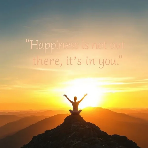Una imagen serena que ilustra el concepto de que "Happiness is not out there, it's in you."