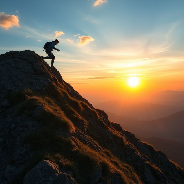 Imagem de um caminho com o sol nascendo, simbolizando esperança e resiliência, com texto sobreposto: "The greatest glory in living lies not in never falling, but in rising every time we fall."