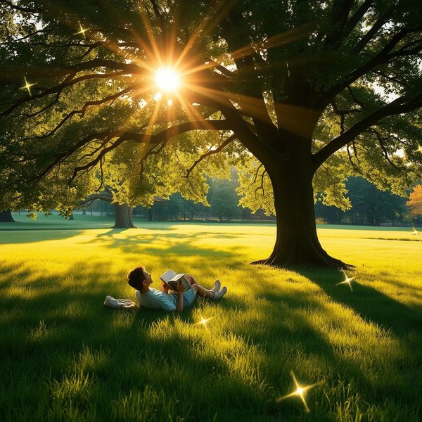 Imagem de uma cena natural serena, representando o momento presente, com o texto sobreposto: "The present moment is filled with joy and happiness. If you are attentive, you will see it."