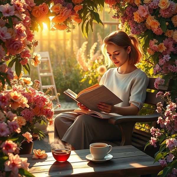 Una persona sonriendo mientras sostiene una pequeña flor, ilustrando cómo 'Enjoy the little things, for one day you may look back and realize they were the big things.'