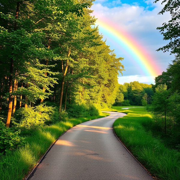 Imagen que muestra un camino sereno e iluminado por el sol con el texto superpuesto: "There is no path to happiness: happiness is the path." 