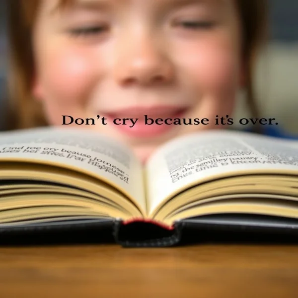Don't cry because it's over, smile because it happened - Visual Meaning