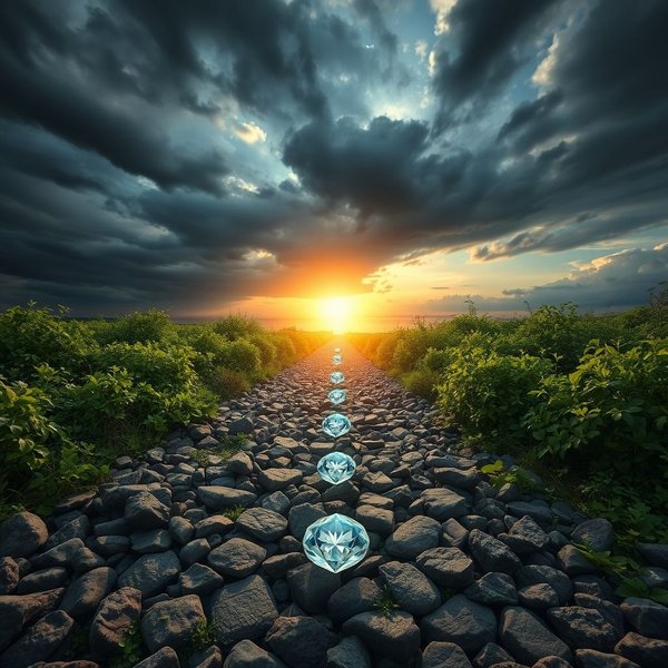 Illustration representing the quote "Life keeps throwing me stones. And I keep finding the diamonds."