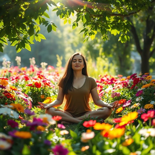 Image of a serene natural scene, representing the present moment, with the text overlay: "The present moment is filled with joy and happiness. If you are attentive, you will see it."