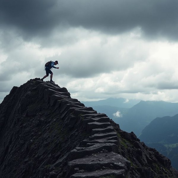 Hình ảnh một người vượt qua thử thách, minh họa câu nói "Life doesn't get easier or more forgiving, we get stronger and more resilient."
