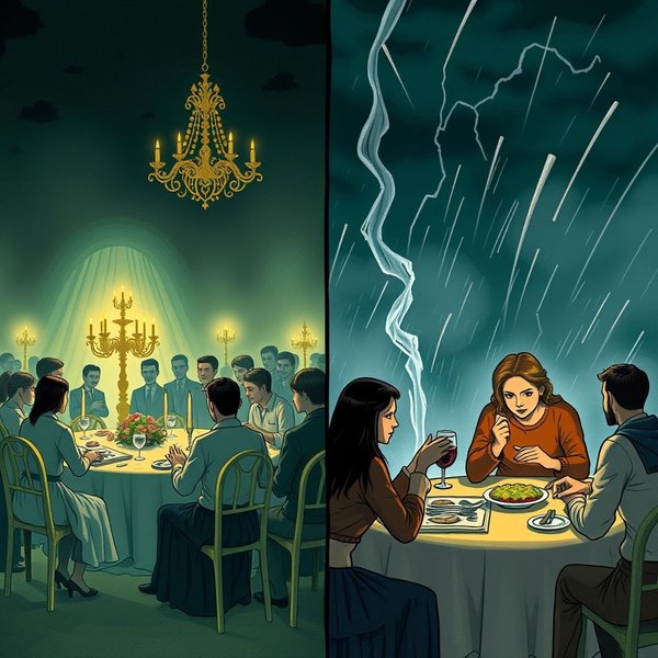 Image illustrating the concept of prosperity and adversity, with text overlay: "Prosperity is not without many fears and distastes; and adversity is not without comforts and hopes."