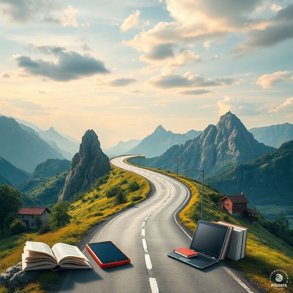 Imagem de uma paisagem em evolução ou um caminho sinuoso, simbolizando a palavra-chave principal "The only constant in life is change."