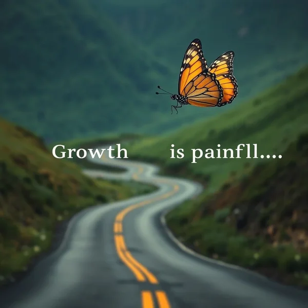 Imagem representando o conceito de crescimento e mudança, com o texto "Growth is painful. Change is painful. But nothing is as painful as staying stuck somewhere you don’t belong." sobreposto ou associado.