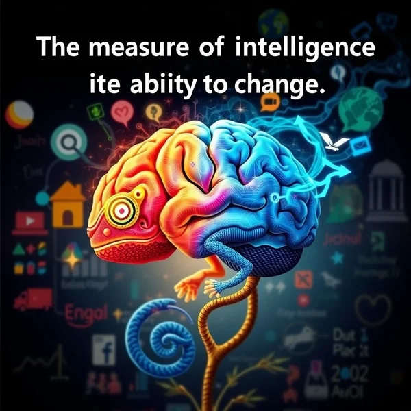 Imagen que explora el concepto de "The measure of intelligence is the ability to change."